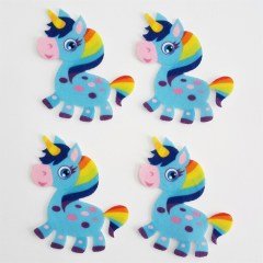 Unicorn Desenli Keçe Aplike Ütüyle Yapışır  (DK 115Y) Mavi