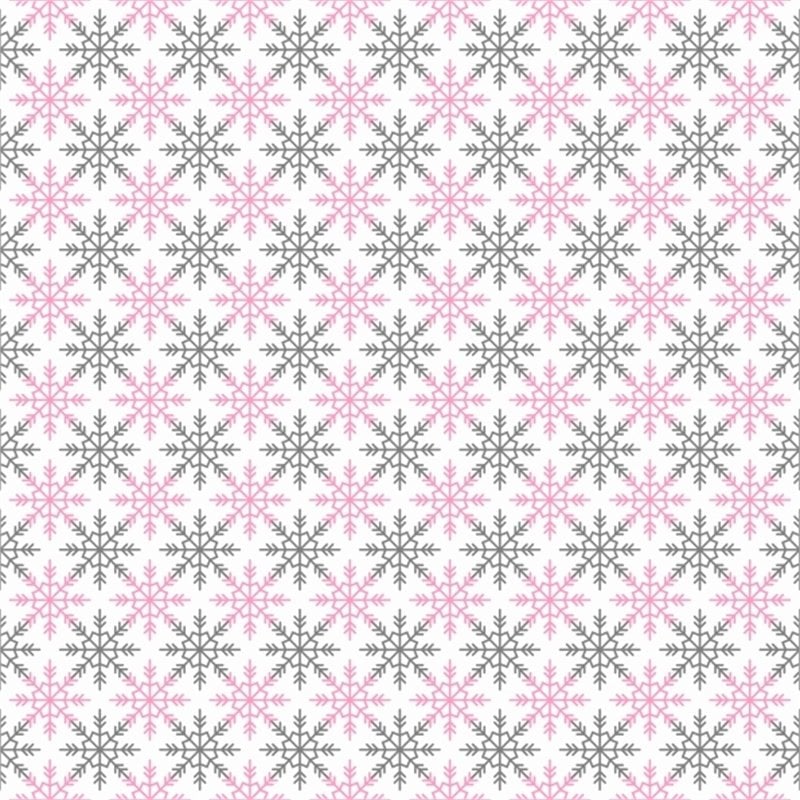 Beyaz Zemin Üzerine Gri-Pembe Kar Tanesi Desenli Keçe Plaka (DK P74)