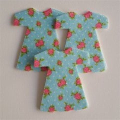 Mavi Zeminli Çiçekli Kaftan Şekilli Keçe Aplike (DK 19)