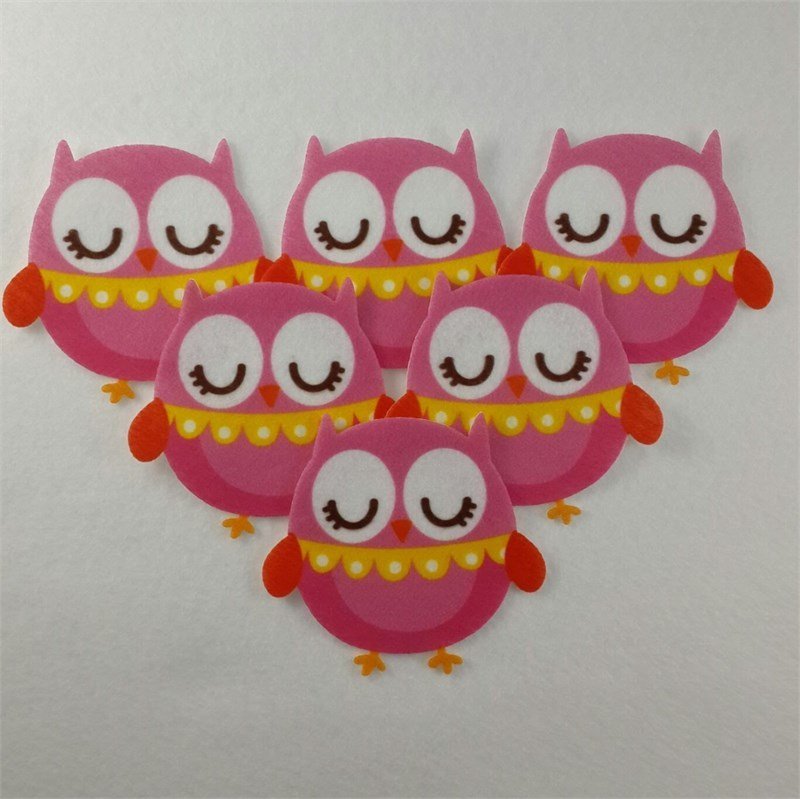 Pembe Uyuyan Baykuş Keçe Aplike Ütüyle Yapışır (DK 1BY)