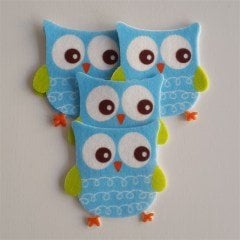 Mavi Baykuş Keçe Aplike Ütüyle Yapışır (DK 5KY)