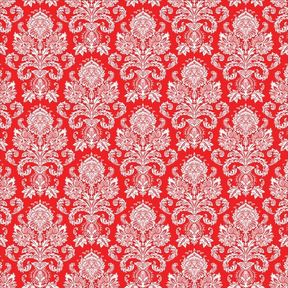 Kırmızı Damask Desenli Keçe Plaka (DK P160)