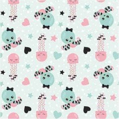 Sevimli Ahtapot Desenli Keçe Plaka  (DK P367)